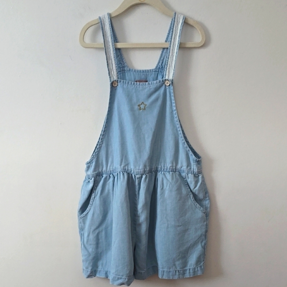Tocoto Vintage Girl's Short Denim Romper 8yr